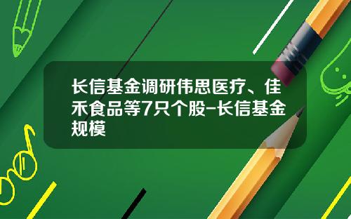 长信基金调研伟思医疗、佳禾食品等7只个股-长信基金规模