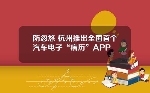 防忽悠 杭州推出全国首个汽车电子“病历”APP