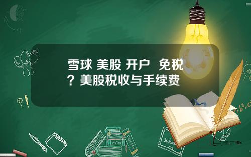 雪球 美股 开户  免税？美股税收与手续费