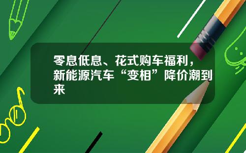 零息低息、花式购车福利，新能源汽车“变相”降价潮到来