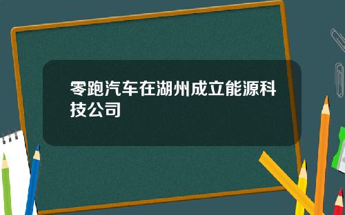 零跑汽车在湖州成立能源科技公司