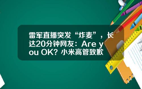 雷军直播突发“炸麦”，长达20分钟网友：Are you OK？小米高管致歉