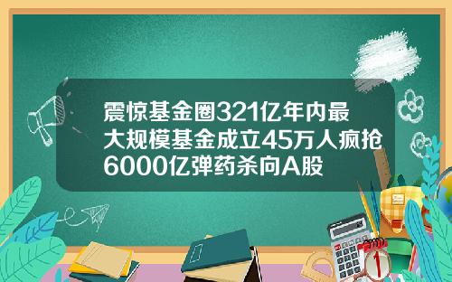 震惊基金圈321亿年内最大规模基金成立45万人疯抢6000亿弹药杀向A股