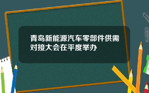 青岛新能源汽车零部件供需对接大会在平度举办