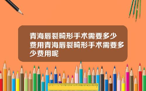 青海唇裂畸形手术需要多少费用青海唇裂畸形手术需要多少费用呢