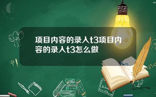 项目内容的录入t3项目内容的录入t3怎么做