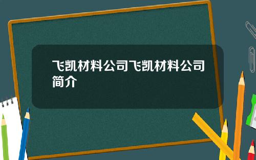 飞凯材料公司飞凯材料公司简介