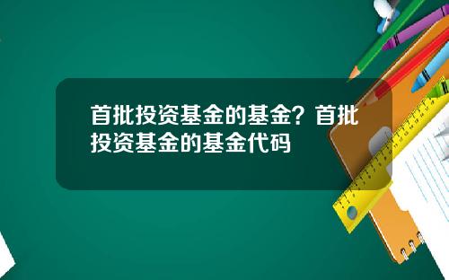 首批投资基金的基金？首批投资基金的基金代码