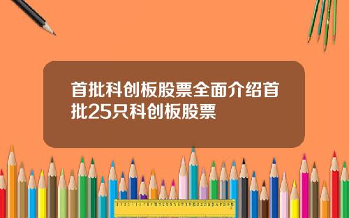 首批科创板股票全面介绍首批25只科创板股票