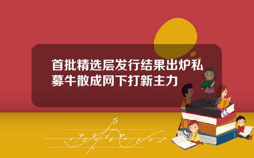 首批精选层发行结果出炉私募牛散成网下打新主力