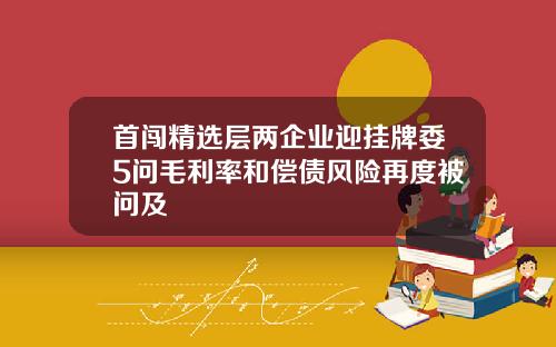 首闯精选层两企业迎挂牌委5问毛利率和偿债风险再度被问及
