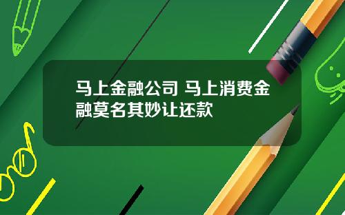 马上金融公司 马上消费金融莫名其妙让还款