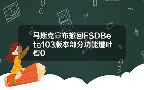 马斯克宣布撤回FSDBeta103版本部分功能遭吐槽0