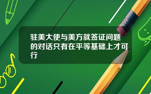 驻美大使与美方就签证问题的对话只有在平等基础上才可行