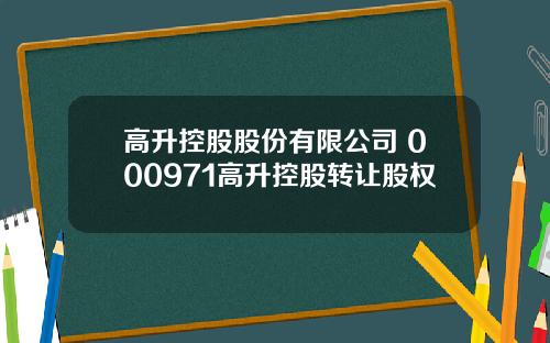 高升控股股份有限公司 000971高升控股转让股权
