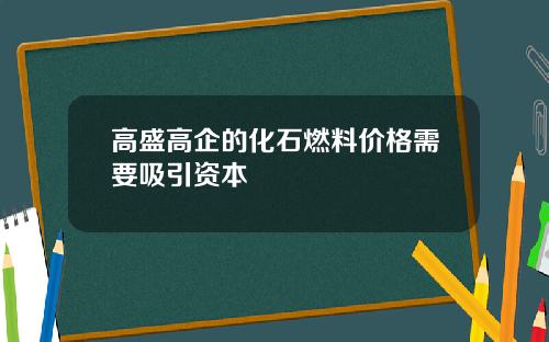 高盛高企的化石燃料价格需要吸引资本