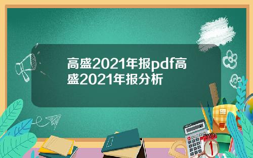 高盛2021年报pdf高盛2021年报分析