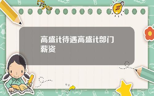 高盛it待遇高盛it部门薪资