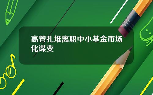 高管扎堆离职中小基金市场化谋变