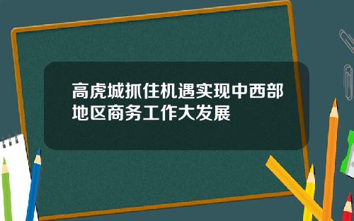 高虎城抓住机遇实现中西部地区商务工作大发展