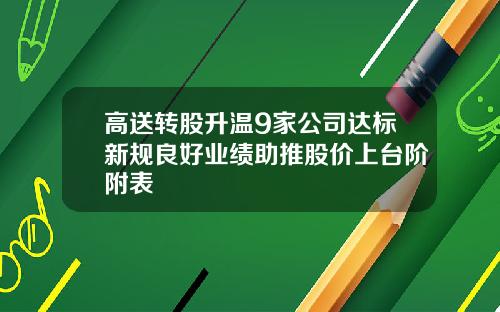 高送转股升温9家公司达标新规良好业绩助推股价上台阶附表