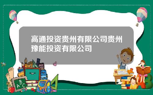 高通投资贵州有限公司贵州豫能投资有限公司
