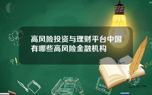 高风险投资与理财平台中国有哪些高风险金融机构