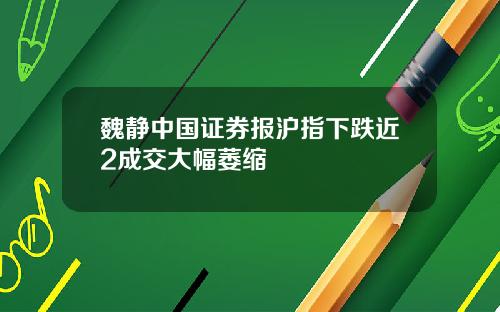 魏静中国证券报沪指下跌近2成交大幅萎缩