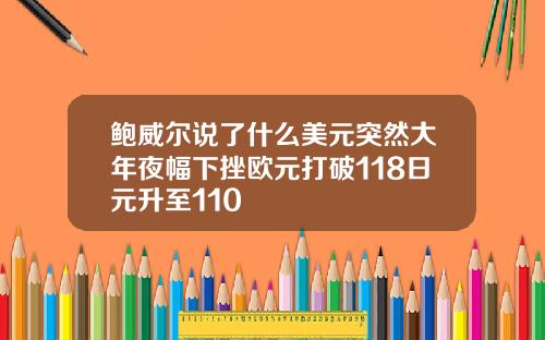 鲍威尔说了什么美元突然大年夜幅下挫欧元打破118日元升至110