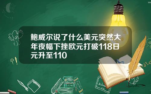鲍威尔说了什么美元突然大年夜幅下挫欧元打破118日元升至110