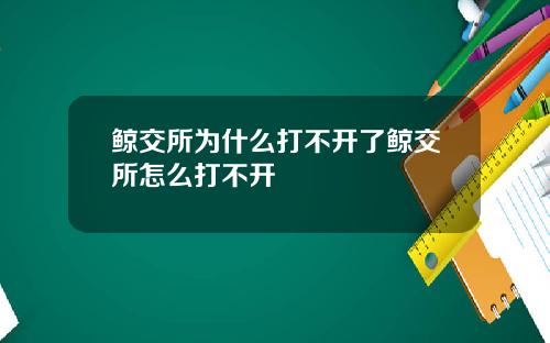 鲸交所为什么打不开了鲸交所怎么打不开