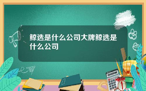 鲸选是什么公司大牌鲸选是什么公司