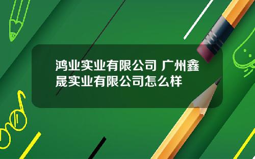 鸿业实业有限公司 广州鑫晟实业有限公司怎么样