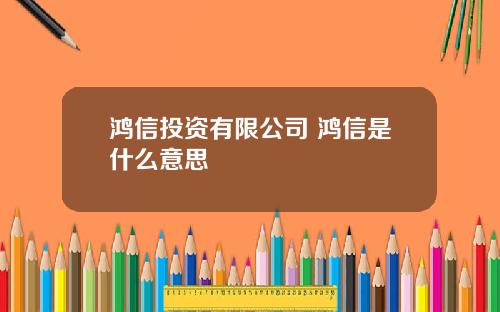 鸿信投资有限公司 鸿信是什么意思