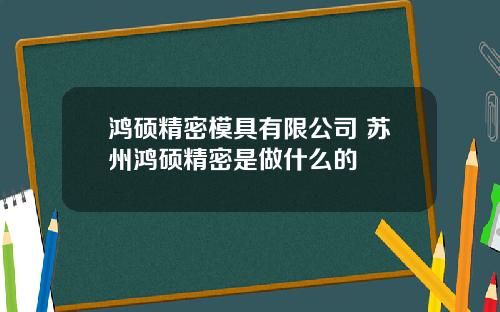 鸿硕精密模具有限公司 苏州鸿硕精密是做什么的