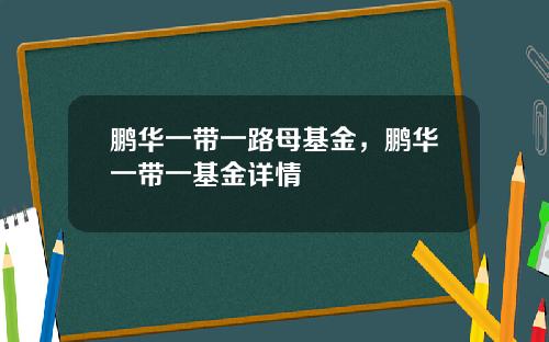 鹏华一带一路母基金，鹏华一带一基金详情