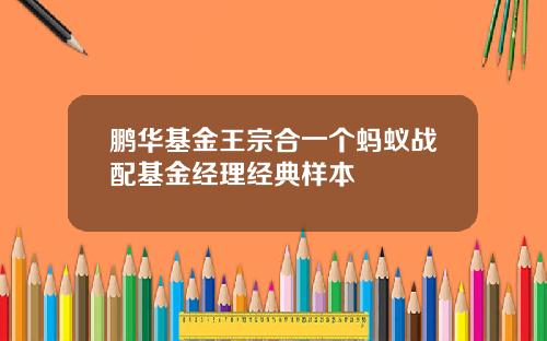 鹏华基金王宗合一个蚂蚁战配基金经理经典样本