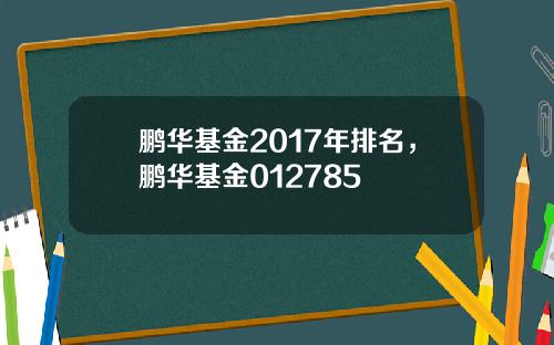 鹏华基金2017年排名，鹏华基金012785