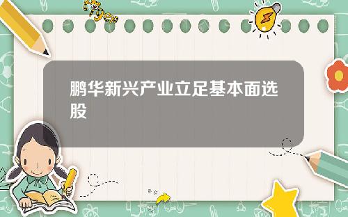 鹏华新兴产业立足基本面选股