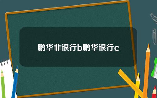 鹏华非银行b鹏华银行c