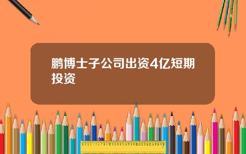 鹏博士子公司出资4亿短期投资