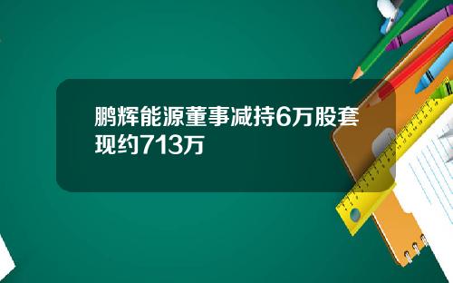鹏辉能源董事减持6万股套现约713万