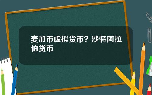 麦加币虚拟货币？沙特阿拉伯货币