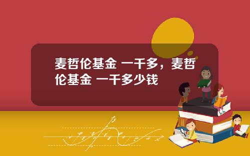 麦哲伦基金 一千多，麦哲伦基金 一千多少钱