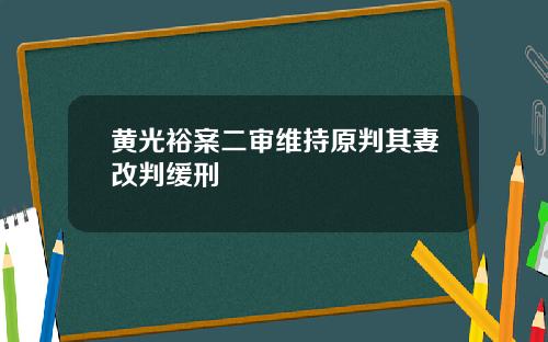 黄光裕案二审维持原判其妻改判缓刑