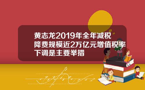 黄志龙2019年全年减税降费规模近2万亿元增值税率下调是主要举措