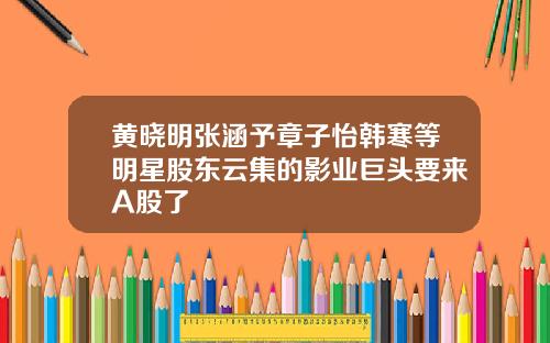 黄晓明张涵予章子怡韩寒等明星股东云集的影业巨头要来A股了