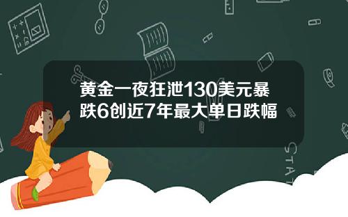 黄金一夜狂泄130美元暴跌6创近7年最大单日跌幅