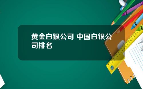 黄金白银公司 中国白银公司排名