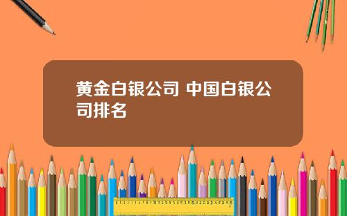 黄金白银公司 中国白银公司排名
